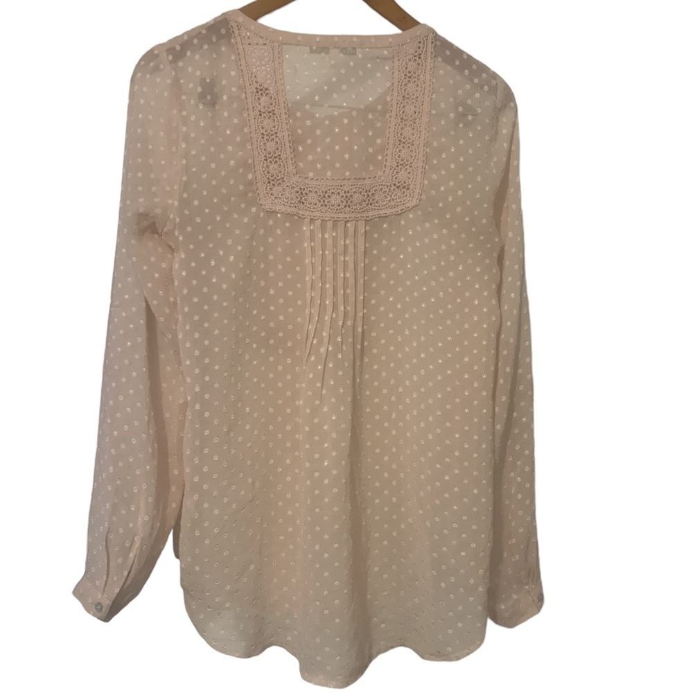 Daniel Rainn Size Small polka dot light pink/cream long sleeve blouse - Picture 2 of 3